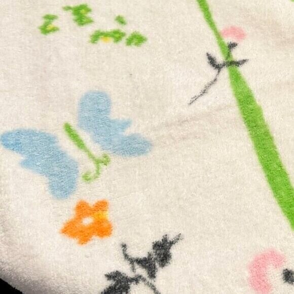 Vintage Designer Cotton Bath Towel Spring Floral and Butterflies BILL BLASS - Picture 5 of 5